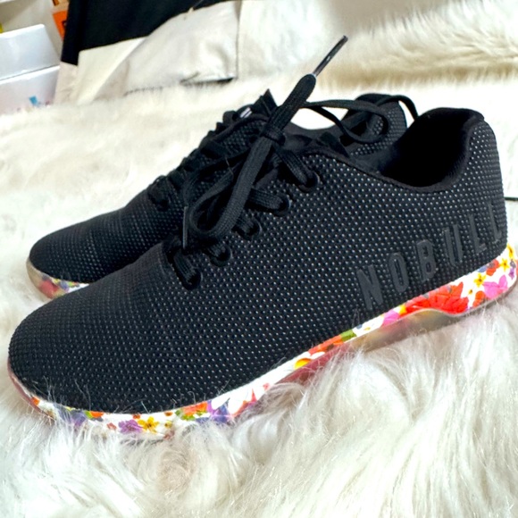 Black Floral NOBULL Outwork Trainers - Picture 1 of 5